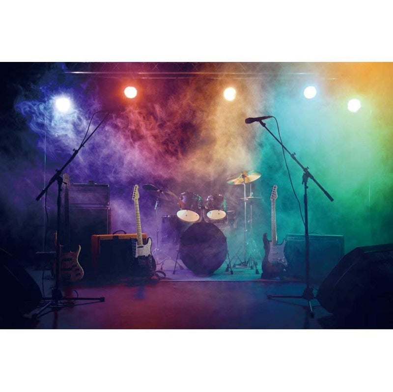 DASHAN 7x5ft Music Concert Stage Backdrop Party Decorations Studio Carnival Band Live Shows Musicians Photography Background Music Tapestry Party Banner Photo Prop - Image 1